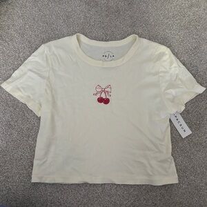 pacsun cherry bow cropped tshirt